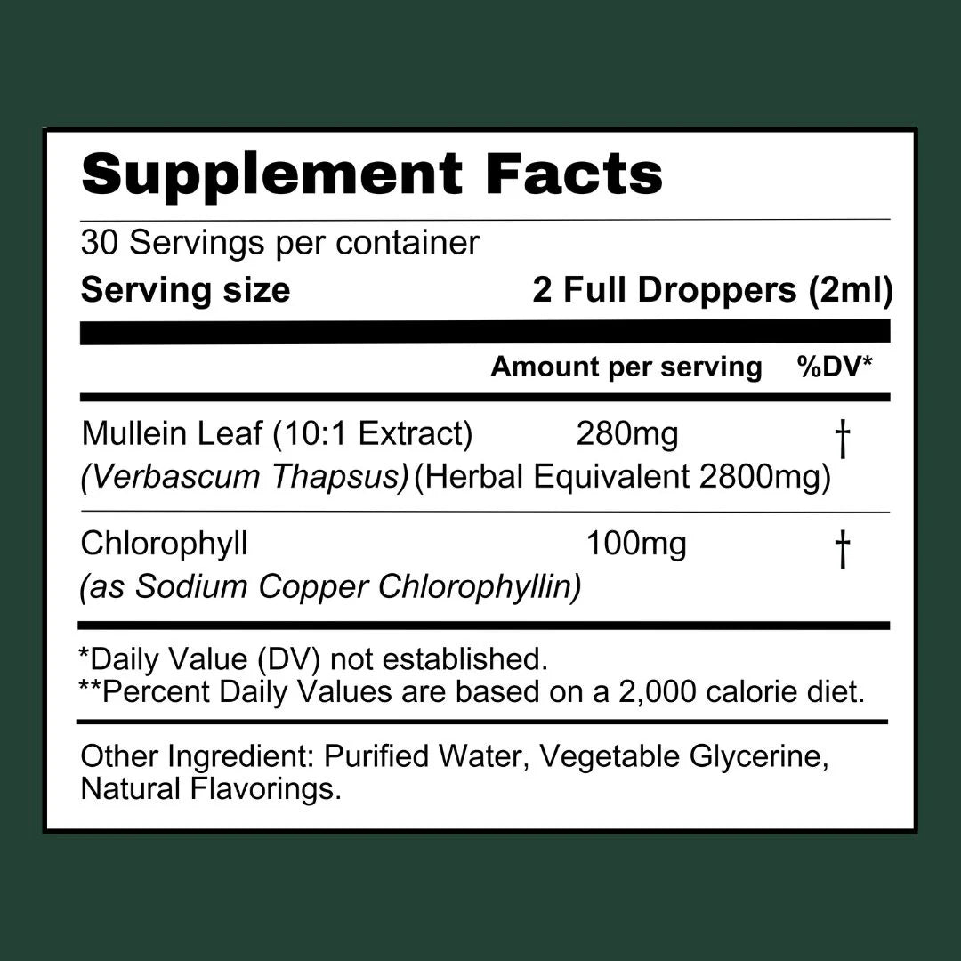 Organic Mullein Leaf Extract + Chlorophyll Drops